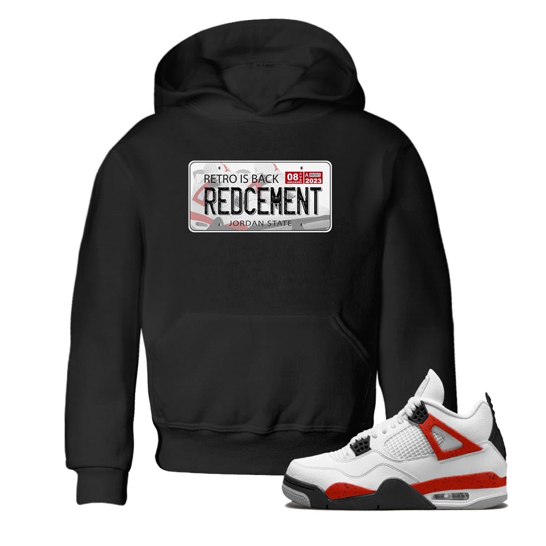 4s Red Cement shirt to match jordans Jordan Plate sneaker tees Air Jordan 4 Red Cement SNRT Sneaker Release Tees Baby Toddler Black 1 T-Shirt
