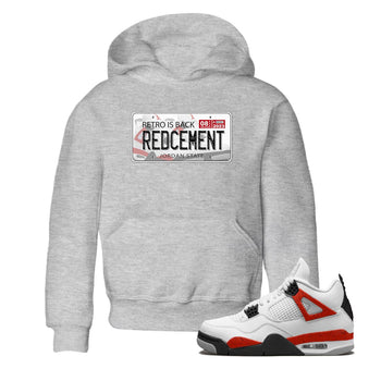 4s Red Cement shirt to match jordans Jordan Plate sneaker tees Air Jordan 4 Red Cement SNRT Sneaker Release Tees Baby Toddler Heather Grey 1 T-Shirt