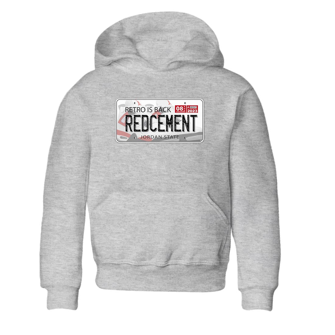 4s Red Cement shirt to match jordans Jordan Plate sneaker tees Air Jordan 4 Red Cement SNRT Sneaker Release Tees Baby Toddler Heather Grey 2 T-Shirt