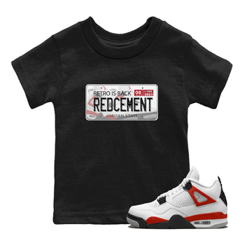 4s Red Cement shirt to match jordans Jordan Plate sneaker tees Air Jordan 4 Red Cement SNRT Sneaker Release Tees Baby Toddler Black 1 T-Shirt