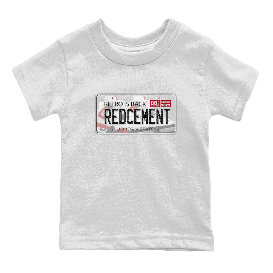 4s Red Cement shirt to match jordans Jordan Plate sneaker tees Air Jordan 4 Red Cement SNRT Sneaker Release Tees Baby Toddler White 2 T-Shirt