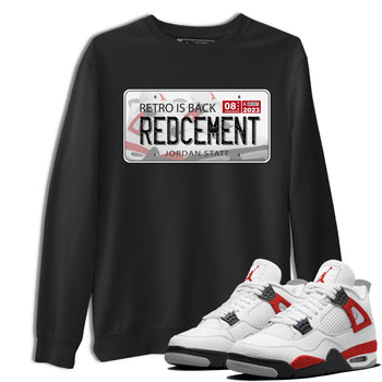 4s Red Cement shirt to match jordans Jordan Plate sneaker tees Air Jordan 4 Red Cement SNRT Sneaker Release Tees Crew Neck Casual Unisex Black 1 T-Shirt