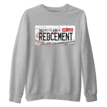 4s Red Cement shirt to match jordans Jordan Plate sneaker tees Air Jordan 4 Red Cement SNRT Sneaker Release Tees Crew Neck Casual Unisex Heather Grey 2 T-Shirt