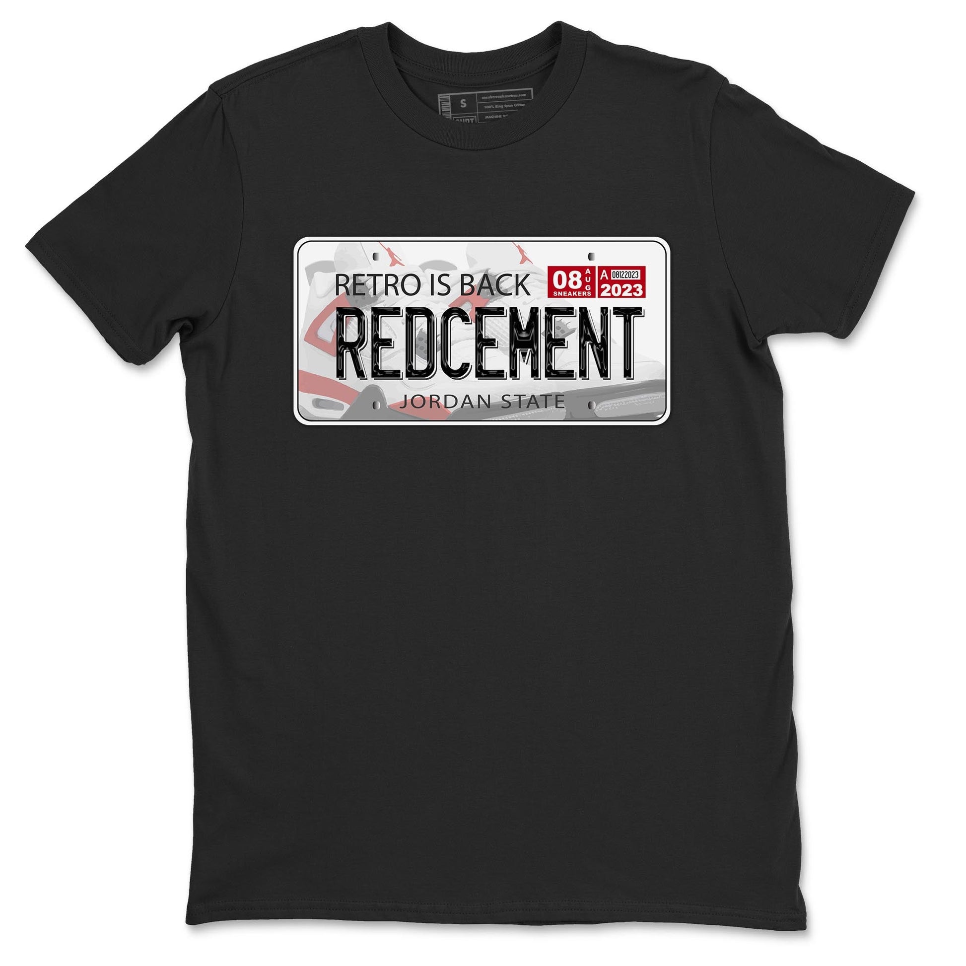 4s Red Cement shirt to match jordans Jordan Plate sneaker tees Air Jordan 4 Red Cement SNRT Sneaker Release Tees Crew Neck Casual Unisex Black 2 T-Shirt