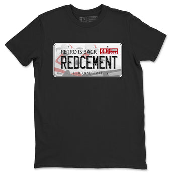 4s Red Cement shirt to match jordans Jordan Plate sneaker tees Air Jordan 4 Red Cement SNRT Sneaker Release Tees Crew Neck Casual Unisex Black 2 T-Shirt