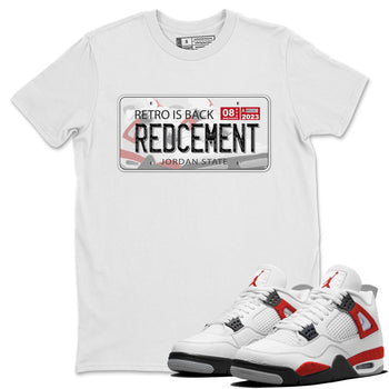 4s Red Cement shirt to match jordans Jordan Plate sneaker tees Air Jordan 4 Red Cement SNRT Sneaker Release Tees Crew Neck Casual Unisex White 1 T-Shirt