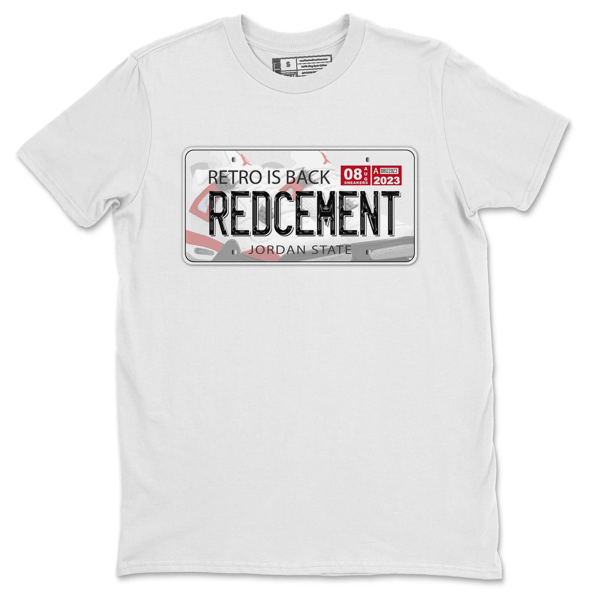 4s Red Cement shirt to match jordans Jordan Plate sneaker tees Air Jordan 4 Red Cement SNRT Sneaker Release Tees Crew Neck Casual Unisex White 2 T-Shirt