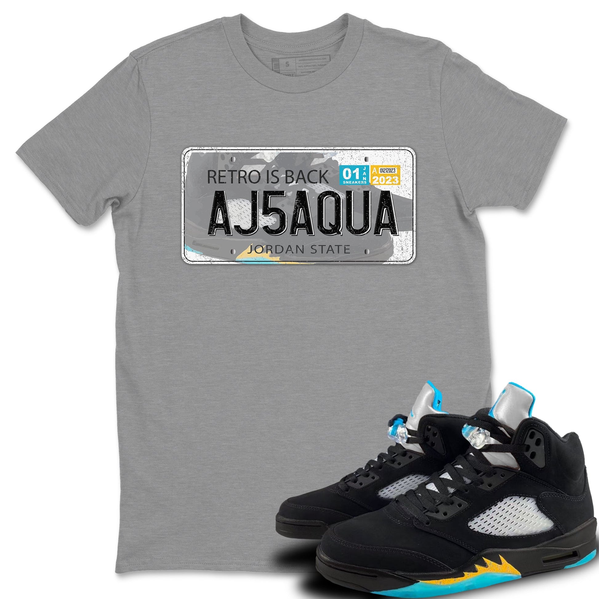 Jordan 5 Aqua Sneaker Match Tees Jordan Plate Sneaker Tees Jordan 5 Aqua Sneaker Release Tees Unisex Shirts