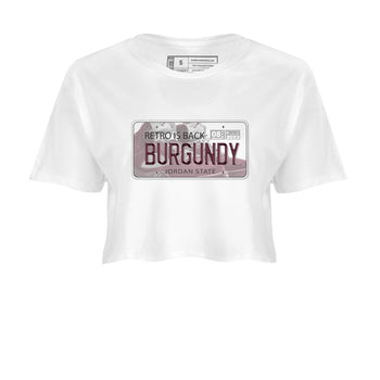 Jordan 5 Burgundy shirt to match jordans Jordan Plate sneaker tees Crew Neck AJ5 Burgundy SNRT Sneaker Release Tees White 2 Crop T-Shirt