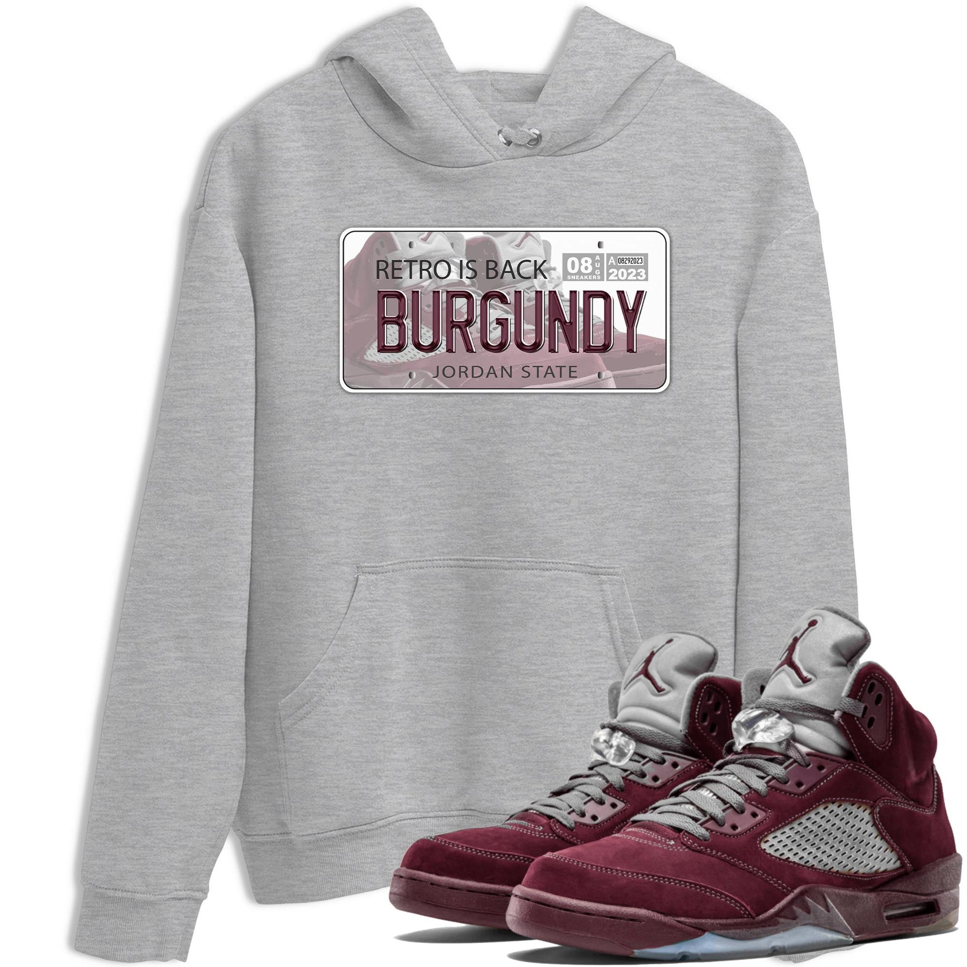 Jordan 5 Burgundy shirt to match jordans Jordan Plate sneaker tees Crew Neck AJ5 Burgundy SNRT Sneaker Release Tees Unisex Casual Shirts Heather Grey 1 T-Shirt