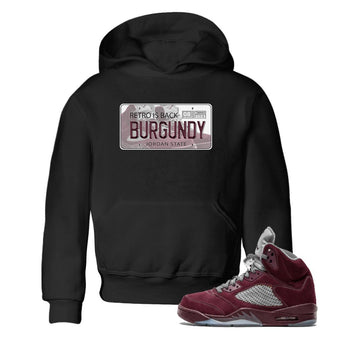 Jordan 5 Burgundy shirt to match jordans Jordan Plate sneaker tees Crew Neck AJ5 Burgundy SNRT Sneaker Release Tees Baby Toddler Black 1 T-Shirt