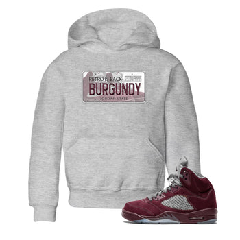 Jordan 5 Burgundy shirt to match jordans Jordan Plate sneaker tees Crew Neck AJ5 Burgundy SNRT Sneaker Release Tees Baby Toddler Heather Grey 1 T-Shirt