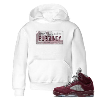 Jordan 5 Burgundy shirt to match jordans Jordan Plate sneaker tees Crew Neck AJ5 Burgundy SNRT Sneaker Release Tees Baby Toddler White 1 T-Shirt