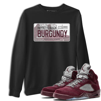 Jordan 5 Burgundy shirt to match jordans Jordan Plate sneaker tees Crew Neck AJ5 Burgundy SNRT Sneaker Release Tees Unisex Casual Shirts Black 1 T-Shirt