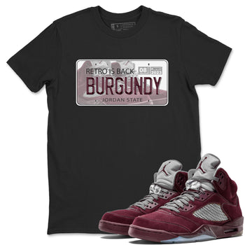 Jordan 5 Burgundy shirt to match jordans Jordan Plate sneaker tees Crew Neck AJ5 Burgundy SNRT Sneaker Release Tees Unisex Casual Shirts Black 1 T-Shirt