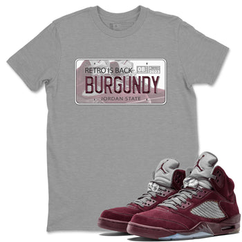 Jordan 5 Burgundy shirt to match jordans Jordan Plate sneaker tees Crew Neck AJ5 Burgundy SNRT Sneaker Release Tees Unisex Casual Shirts Heather Grey 1 T-Shirt