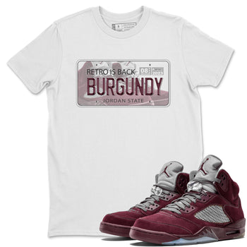 Jordan 5 Burgundy shirt to match jordans Jordan Plate sneaker tees Crew Neck AJ5 Burgundy SNRT Sneaker Release Tees Unisex Casual Shirts White 1 T-Shirt