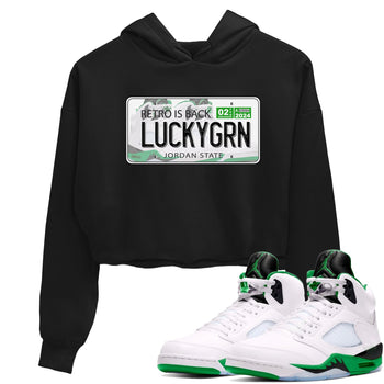 5s Lucky Green shirt to match jordans Jordan Plate sneaker tees Air Jordan 5 Lucky Green SNRT Sneaker Release Tees Black 1 crop length shirt