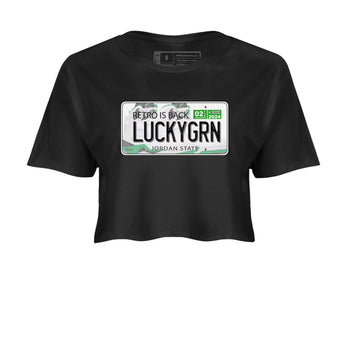 5s Lucky Green shirt to match jordans Jordan Plate sneaker tees Air Jordan 5 Lucky Green SNRT Sneaker Release Tees Black 2 crop length shirt