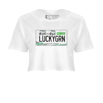 5s Lucky Green shirt to match jordans Jordan Plate sneaker tees Air Jordan 5 Lucky Green SNRT Sneaker Release Tees White 2 crop length shirt