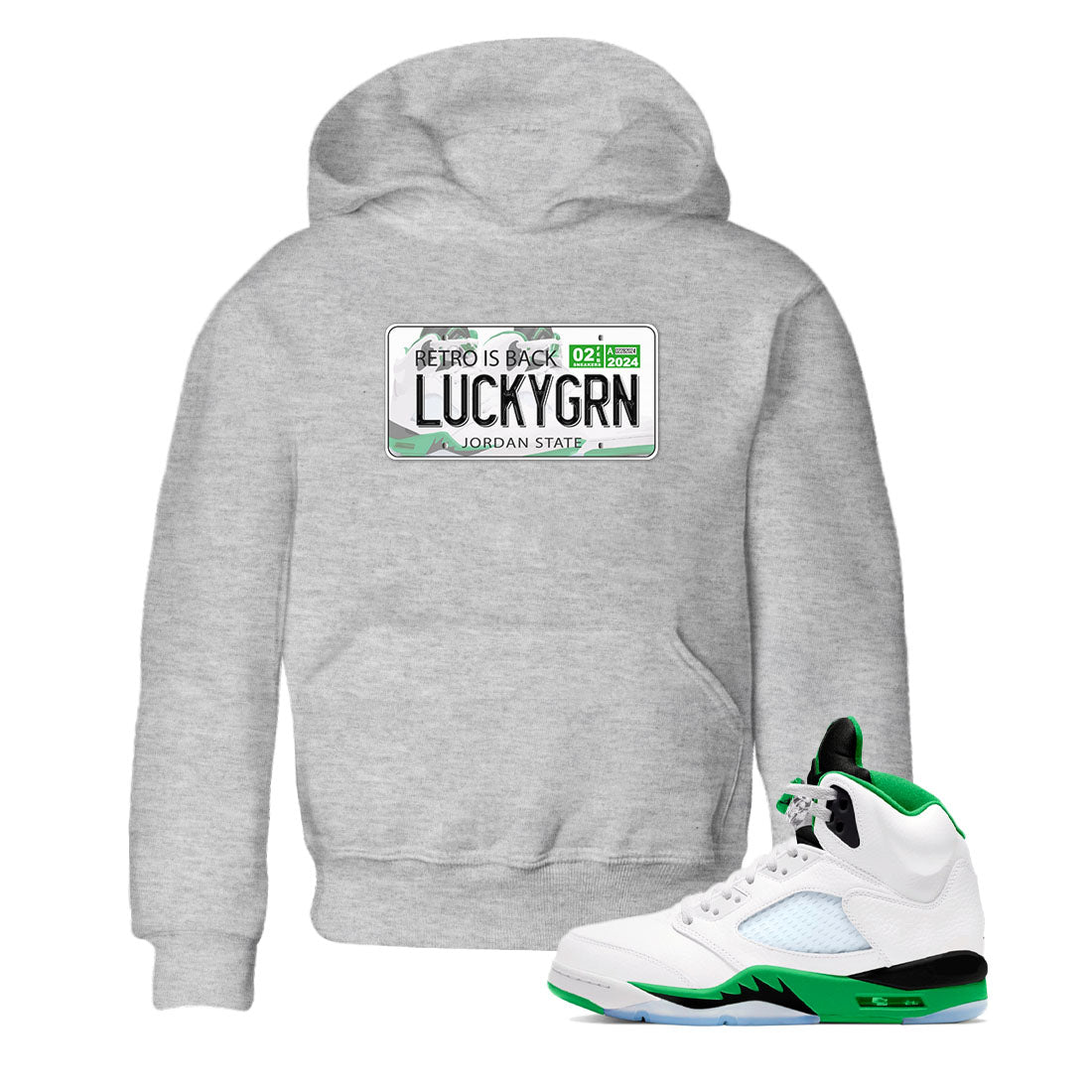 5s Lucky Green shirt to match jordans Jordan Plate sneaker tees Air Jordan 5 Lucky Green SNRT sneaker release tees baby toddler Heather Grey 1 cotton Shirt