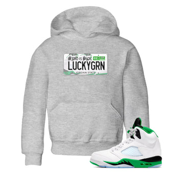 5s Lucky Green shirt to match jordans Jordan Plate sneaker tees Air Jordan 5 Lucky Green SNRT sneaker release tees baby toddler Heather Grey 1 cotton Shirt
