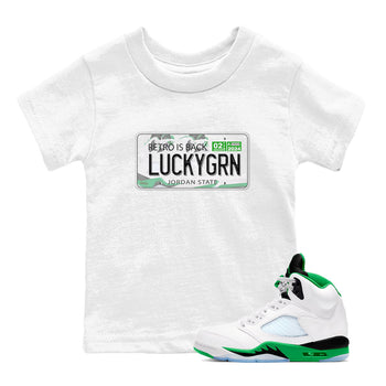 5s Lucky Green shirt to match jordans Jordan Plate sneaker tees Air Jordan 5 Lucky Green SNRT sneaker release tees baby toddler White 1 cotton Shirt