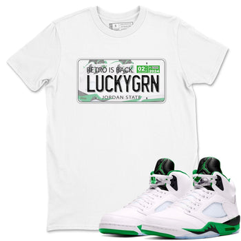 5s Lucky Green shirt to match jordans Jordan Plate sneaker tees Air Jordan 5 Lucky Green SNRT Sneaker Release Tees unisex cotton White 1 crew neck shirt