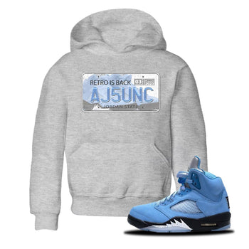 Jordan 5 UNC Jordan Shirts Jordan Plate Sneaker Tees AJ 5s UNC Sneaker Release Tees Kids Shirts Heather Grey 1