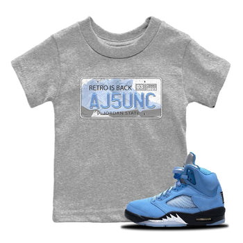 Air Jordan 5 UNC Jordan Plate Baby and Kids Sneaker Tees AJ 5s UNC Kids Sneaker Tees Size Chart