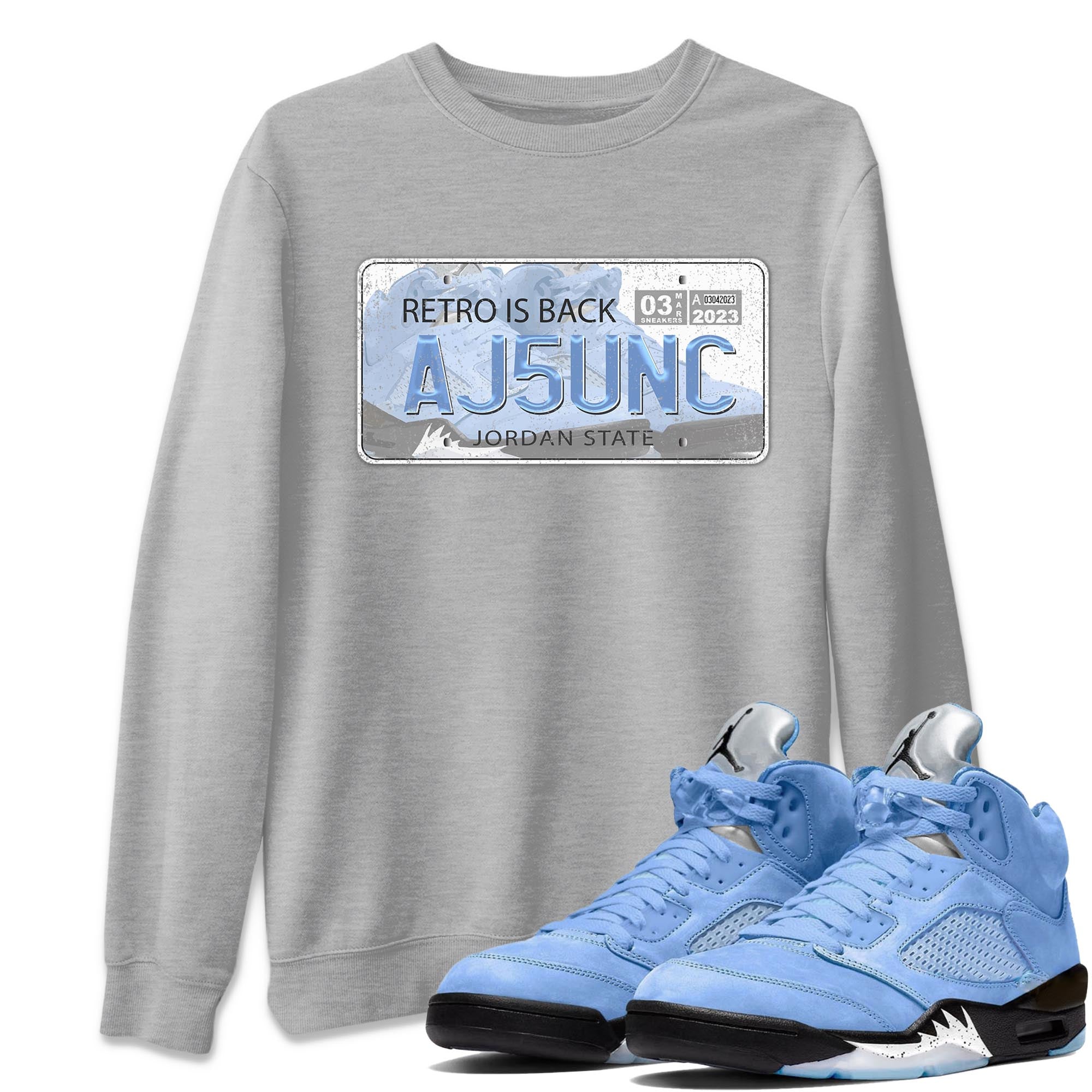Jordan 5 UNC Jordan Shirts Jordan Plate Sneaker Tees 5s UNC SNRT Sneaker Tees Unisex Shirts Heather Grey 1