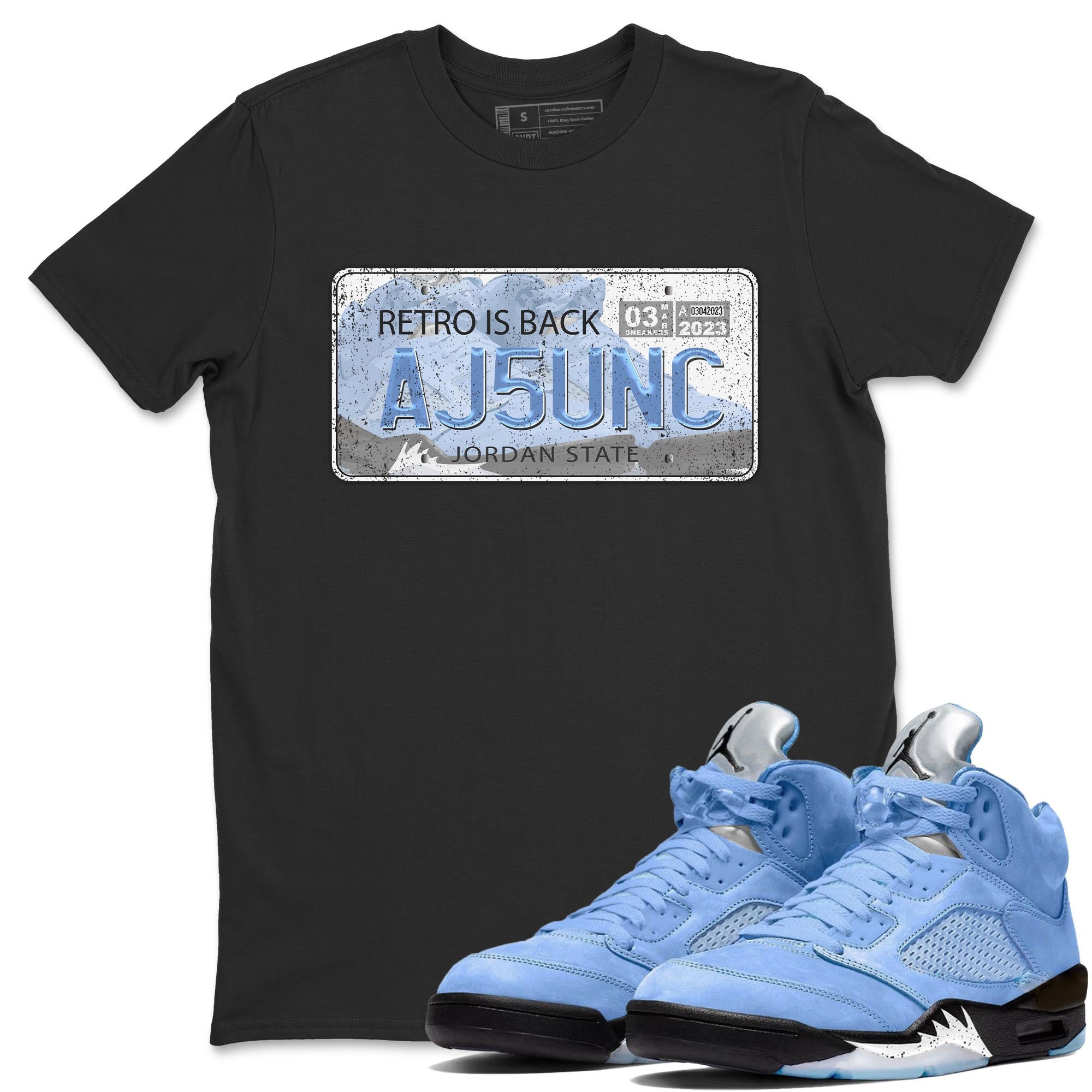 Jordan 5 UNC Jordan Shirts Jordan Plate Sneaker Tees 5s UNC SNRT Sneaker Tees Unisex Shirts Black 1