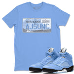 Air Jordan 5 UNC Jordan Plate Crew Neck Sneaker Tees AJ 5s UNC Sneaker T-Shirts Size Chart