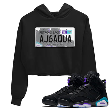 AJ6 Aqua shirt to match jordans Jordan Plate sneaker release tees Air Jordan 6 Aqua SNRT Sneaker Tees Black 1 Crop T-Shirt