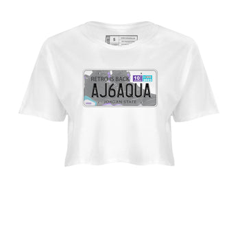 AJ6 Aqua shirt to match jordans Jordan Plate sneaker release tees Air Jordan 6 Aqua SNRT Sneaker Tees White 2 Crop T-Shirt