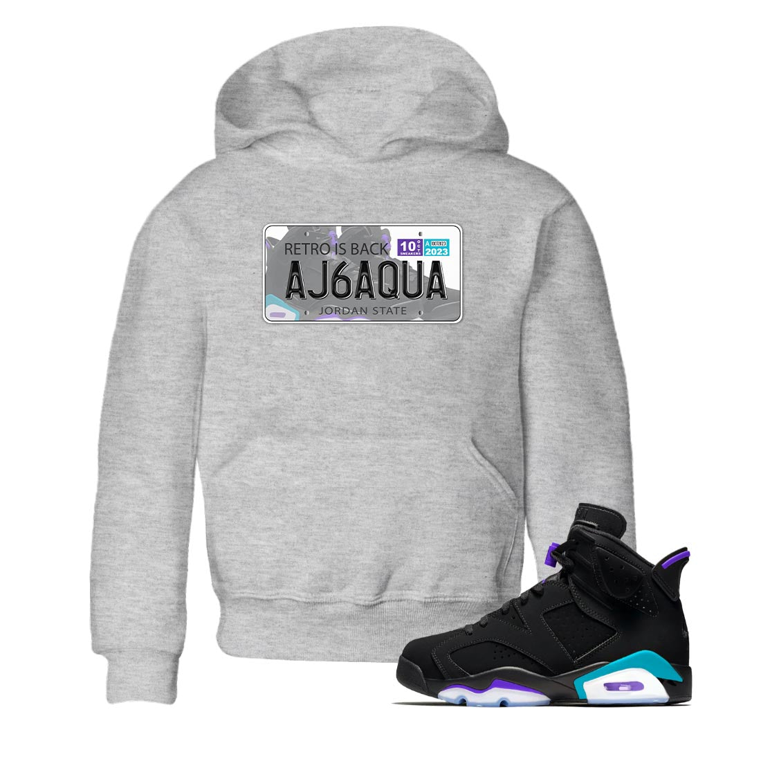 AJ6 Aqua shirt to match jordans Jordan Plate sneaker release tees Air Jordan 6 Aqua SNRT Sneaker Tees Baby Toddler Heather Grey 1 T-Shirt