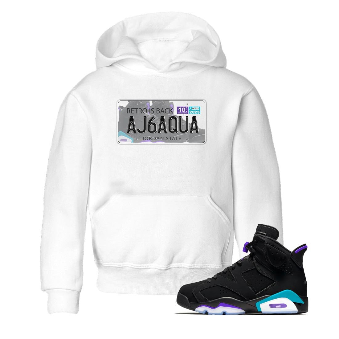 AJ6 Aqua shirt to match jordans Jordan Plate sneaker release tees Air Jordan 6 Aqua SNRT Sneaker Tees Baby Toddler White 1 T-Shirt