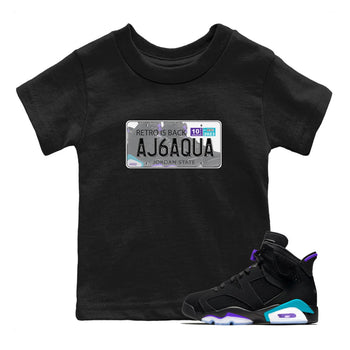 AJ6 Aqua shirt to match jordans Jordan Plate sneaker release tees Air Jordan 6 Aqua SNRT Sneaker Tees Baby Toddler Black 1 T-Shirt
