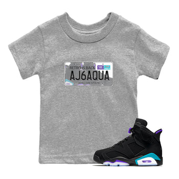 AJ6 Aqua shirt to match jordans Jordan Plate sneaker release tees Air Jordan 6 Aqua SNRT Sneaker Tees Baby Toddler Heather Grey 1 T-Shirt