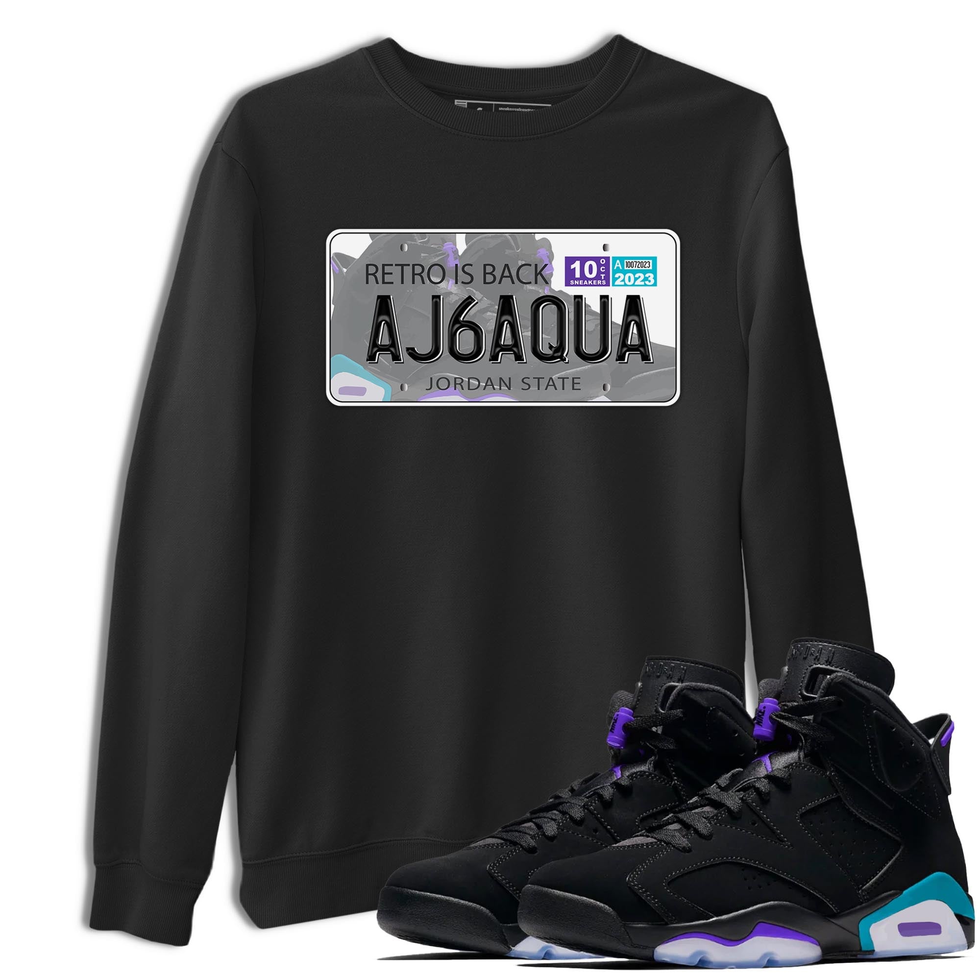 AJ6 Aqua shirt to match jordans Jordan Plate sneaker release tees Air Jordan 6 Aqua SNRT Sneaker Tees Unisex Streetwear Clothing Black 1 T-Shirt