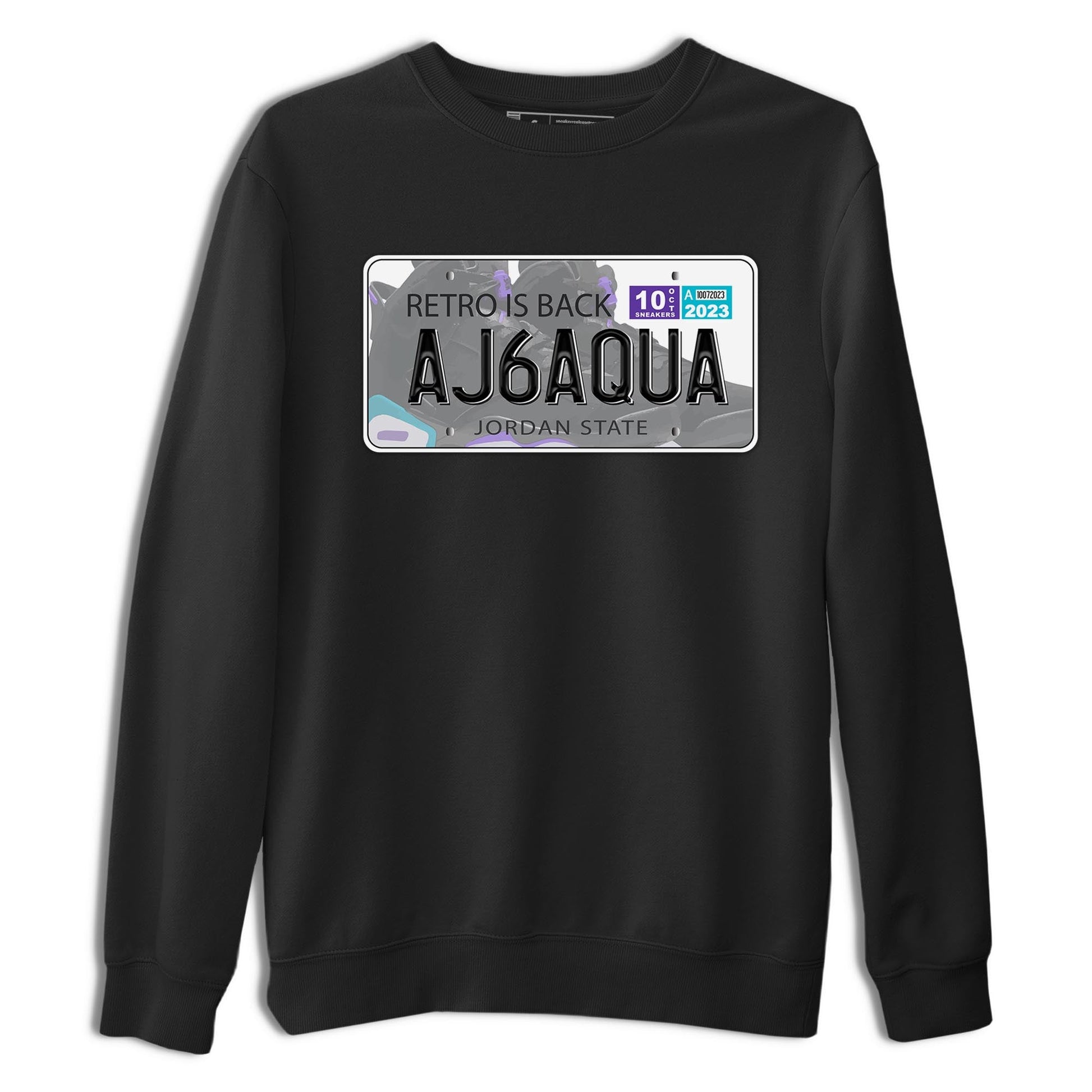 AJ6 Aqua shirt to match jordans Jordan Plate sneaker release tees Air Jordan 6 Aqua SNRT Sneaker Tees Unisex Streetwear Clothing Black 2 T-Shirt