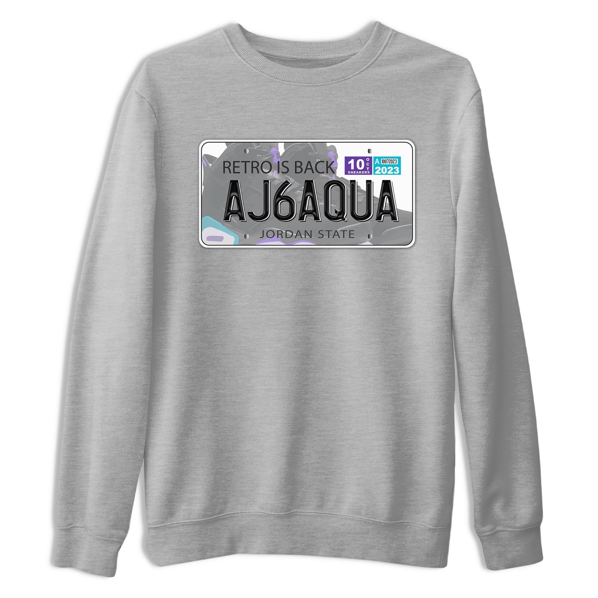 AJ6 Aqua shirt to match jordans Jordan Plate sneaker release tees Air Jordan 6 Aqua SNRT Sneaker Tees Unisex Streetwear Clothing Heather Grey 2 T-Shirt