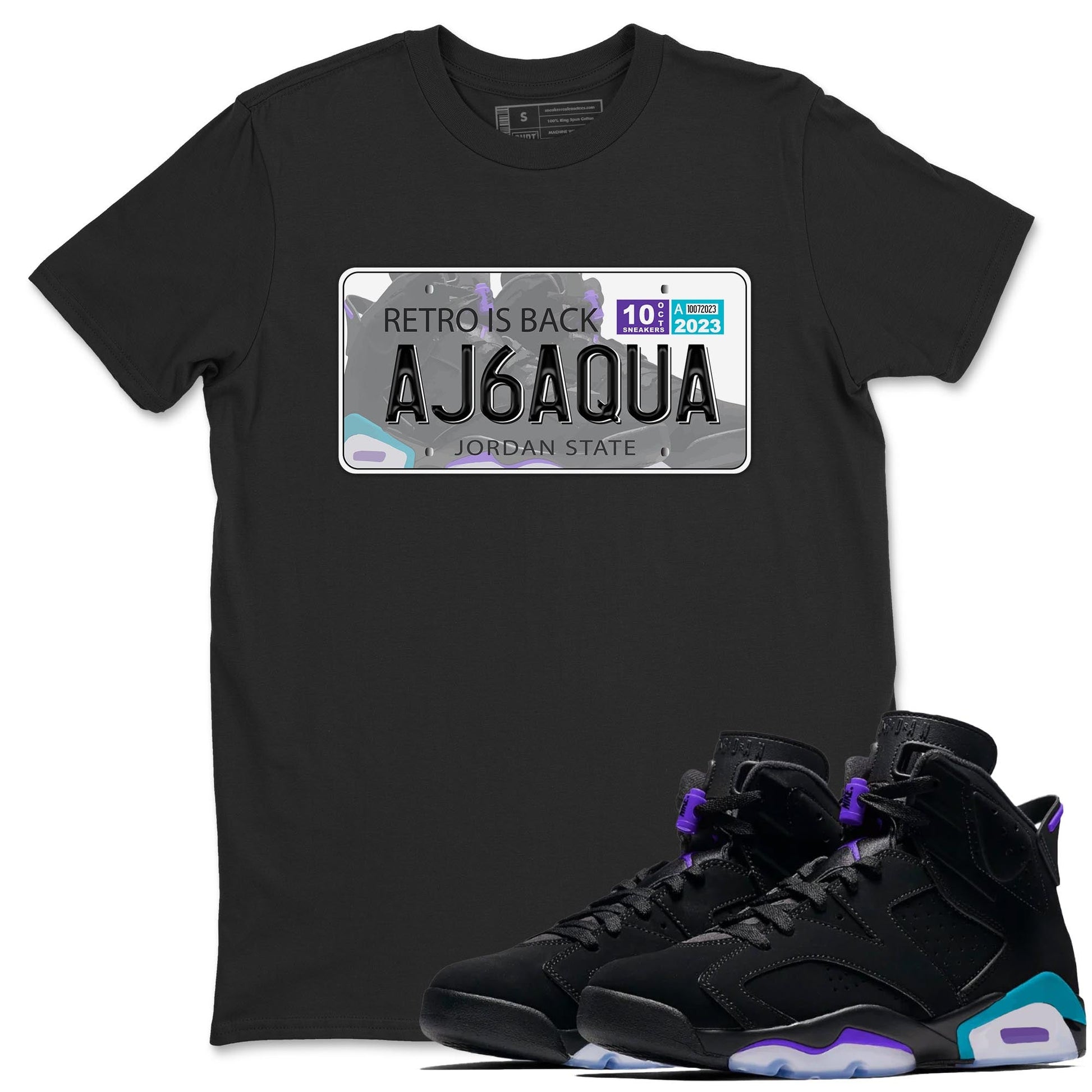 AJ6 Aqua shirt to match jordans Jordan Plate sneaker release tees Air Jordan 6 Aqua SNRT Sneaker Tees Unisex Streetwear Clothing Black 1 T-Shirt