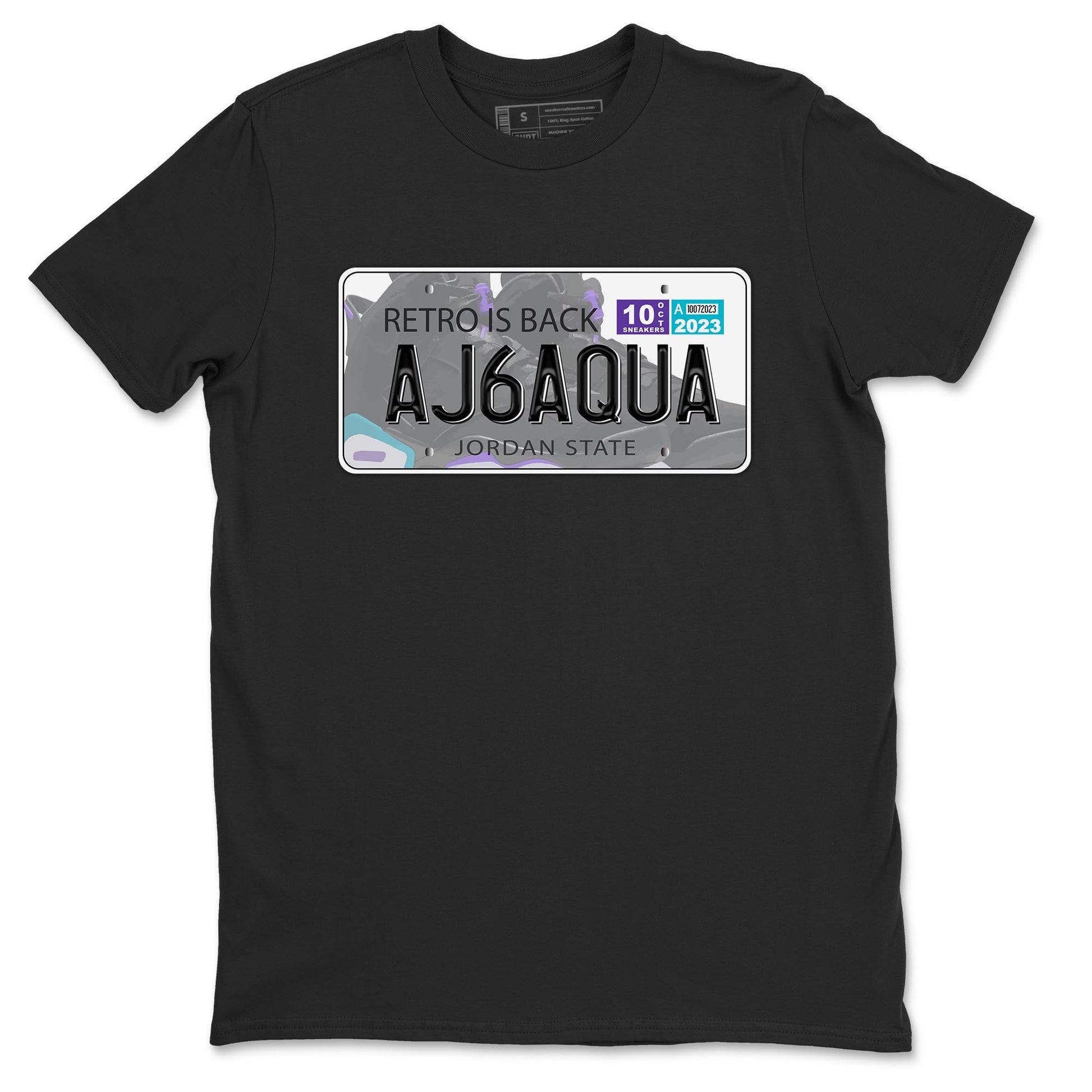 AJ6 Aqua shirt to match jordans Jordan Plate sneaker release tees Air Jordan 6 Aqua SNRT Sneaker Tees Unisex Streetwear Clothing Black 2 T-Shirt