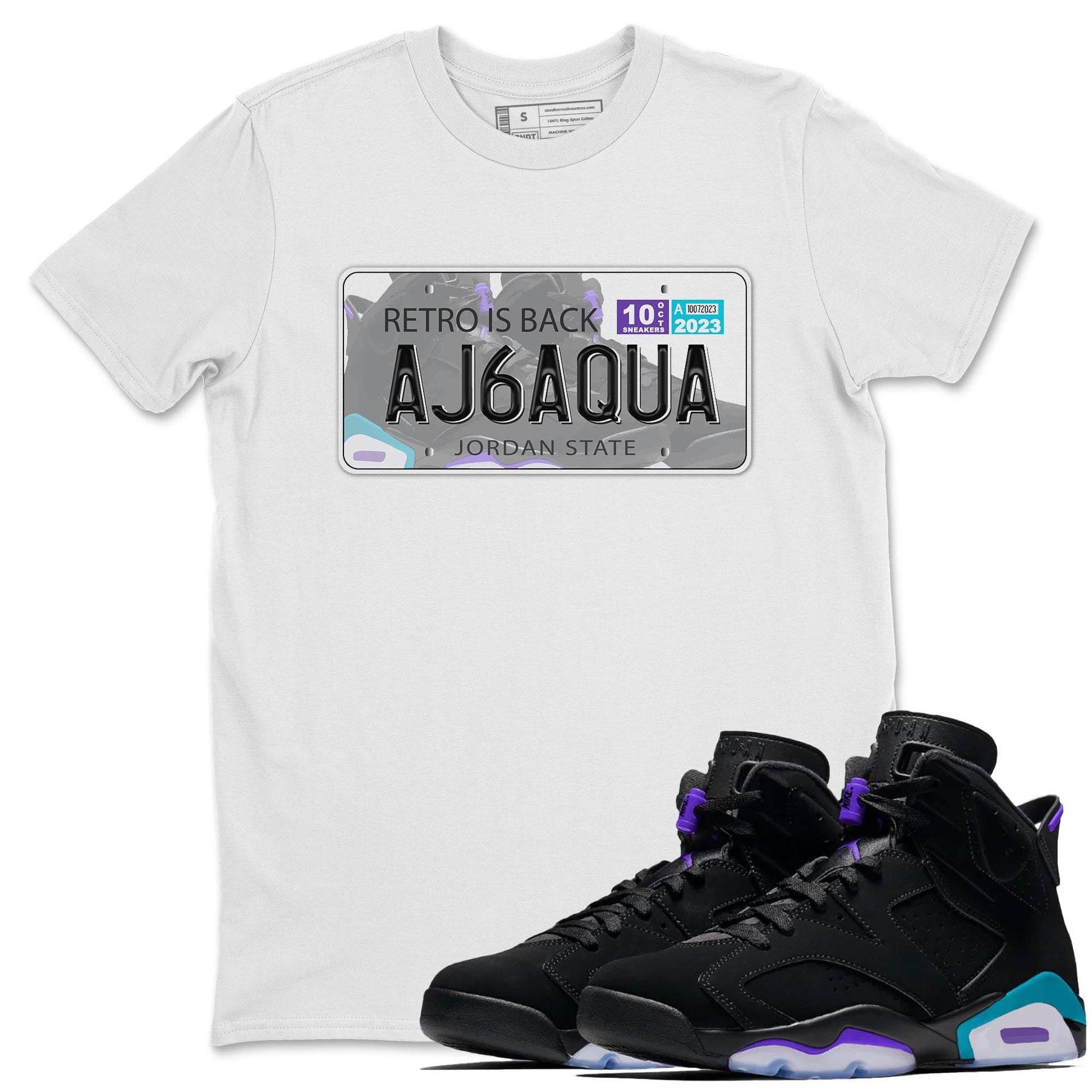 AJ6 Aqua shirt to match jordans Jordan Plate sneaker release tees Air Jordan 6 Aqua SNRT Sneaker Tees Unisex Streetwear Clothing White 1 T-Shirt