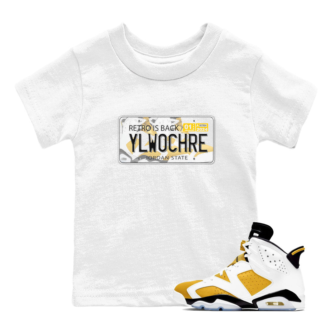 Jordan plate sneaker match tees to Yellow Ochre 6s street fashion brand for shirts to match Jordans SNRT Sneaker Tees Air Jordan 6 Yellow Ochre unisex t-shirt White 1 youth shirt