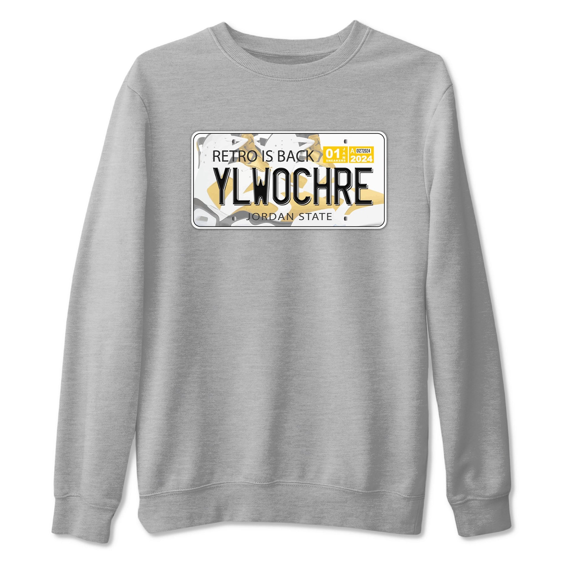 Jordan plate sneaker match tees to Yellow Ochre 6s street fashion brand for shirts to match Jordans SNRT Sneaker Tees Air Jordan 6 Yellow Ochre unisex t-shirt Heather Grey 2 unisex shirt