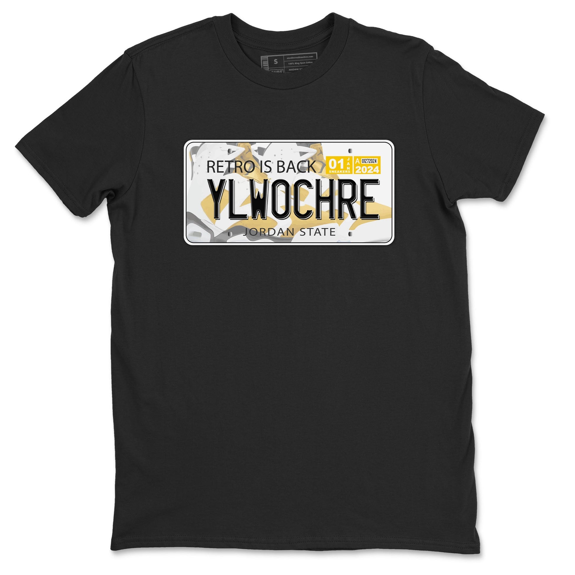 Jordan plate sneaker match tees to Yellow Ochre 6s street fashion brand for shirts to match Jordans SNRT Sneaker Tees Air Jordan 6 Yellow Ochre unisex t-shirt Black 2 unisex shirt