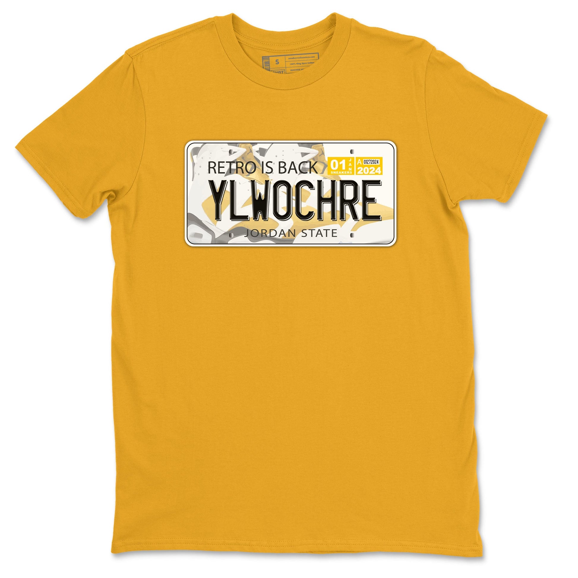Jordan plate sneaker match tees to Yellow Ochre 6s street fashion brand for shirts to match Jordans SNRT Sneaker Tees Air Jordan 6 Yellow Ochre unisex t-shirt Gold 2 unisex shirt