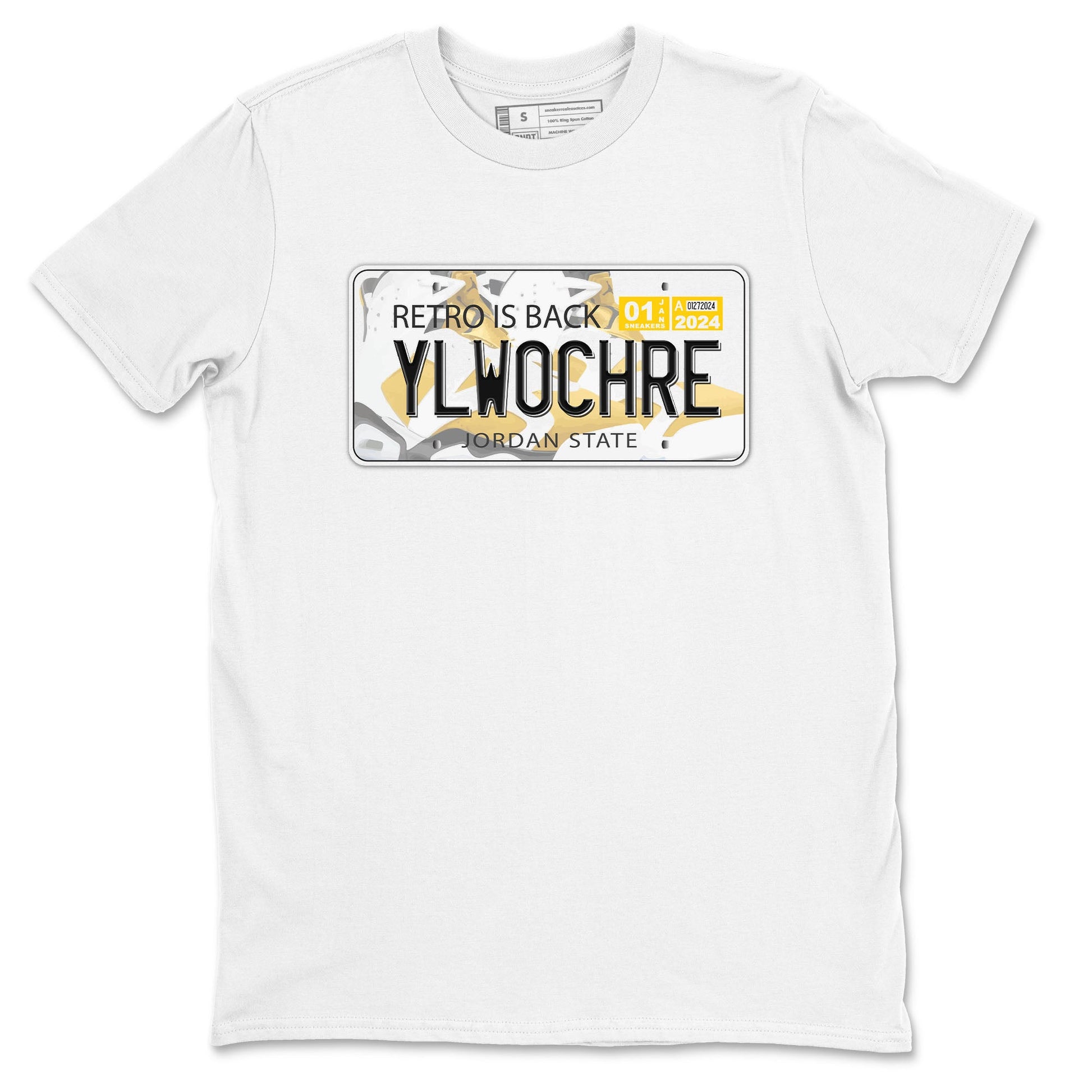 Jordan plate sneaker match tees to Yellow Ochre 6s street fashion brand for shirts to match Jordans SNRT Sneaker Tees Air Jordan 6 Yellow Ochre unisex t-shirt White 2 unisex shirt